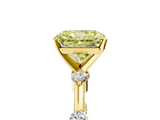 Yellow gold Fancy Yellow Radiant  Solitaire Diamond Ring with Bezel Set Side Stones and Prong Setting_8