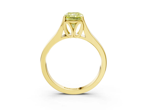 Yellow Gold Radiant Cut Cathedral Solitaire Engagement Ring Setting for Fancy Yellow Center with Split Shoulders