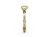 Yellow gold Fancy Yellow Radiant  Solitaire Diamond Ring with Channel-Set Baguette Band and Four-Prong Setting_64