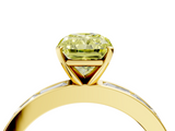 Yellow gold Fancy Yellow Radiant  Solitaire Diamond Ring with Channel-Set Baguette Band and Four-Prong Setting_66