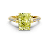 Yellow gold Fancy Yellow Radiant  Solitaire Diamond Ring with Channel Set Band and Bezel Prong Setting_56