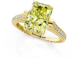 Yellow gold Fancy Yellow Radiant  Solitaire Diamond Ring with Channel Set Band and Bezel Prong Setting_57
