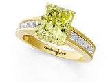 Yellow gold Fancy Yellow Radiant  Solitaire Diamond Ring with Channel-Set Band and Four-Prong Setting_4