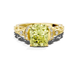 Yellow gold Fancy Yellow Radiant  Solitaire Diamond Ring with Filigree Band and Four-Prong Setting_28