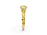 Yellow gold Fancy Yellow Radiant  Solitaire Diamond Ring with Filigree Band and Four-Prong Setting_29