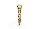 Yellow gold Fancy Yellow Radiant  Solitaire Diamond Ring with Filigree Band and Four-Prong Setting_30