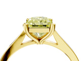 Yellow gold Fancy Yellow Radiant  Solitaire Diamond Ring with Four-Prong Setting and Tapered Band 5