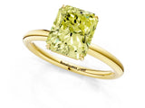 Yellow gold Fancy Yellow Radiant  Solitaire Diamond Ring with Four-Prong Setting on a Plain Band_21