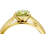 Yellow gold Fancy Yellow Radiant  Solitaire Diamond Ring with Milgrain Pavé Band and Four-Prong Setting_24