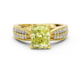 Yellow gold Fancy Yellow Radiant  Solitaire Diamond Ring with Milgrain Pavé Band and Four-Prong Setting_28