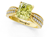 Yellow gold Fancy Yellow Radiant  Solitaire Diamond Ring with Milgrain Pavé Band and Four-Prong Setting_29