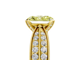 Yellow gold Fancy Yellow Radiant  Solitaire Diamond Ring with Milgrain Pavé Band and Four-Prong Setting_33
