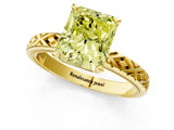 Yellow gold Fancy Yellow Radiant  Solitaire Diamond Ring with Milgrain and Black Enamel X Pattern Band_200