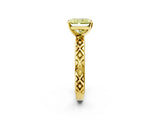 Yellow gold Fancy Yellow Radiant  Solitaire Diamond Ring with Milgrain and Black Enamel X Pattern Band_201