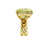 Yellow gold Fancy Yellow Radiant  Solitaire Diamond Ring with Milgrain and Black Enamel X Pattern Band_204