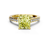Yellow gold Fancy Yellow Radiant  Solitaire Diamond Ring with Pavé Band and Four-Prong Setting_82