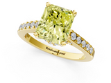 Yellow gold Fancy Yellow Radiant  Solitaire Diamond Ring with Pavé Band and Four-Prong Setting_83
