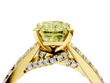 Yellow gold Fancy Yellow Radiant  Solitaire Diamond Ring with Pavé Band and Four-Prong Setting_86