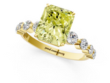 Yellow gold Fancy Yellow Radiant  Solitaire Diamond Ring with Pave Band and Four-Prong Setting_184