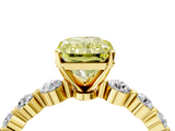 Yellow gold Fancy Yellow Radiant  Solitaire Diamond Ring with Pave Band and Four-Prong Setting_187