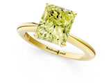 Yellow gold Fancy Yellow Radiant  Solitaire Diamond Ring with Six-Prong Setting on a Classic Band 1