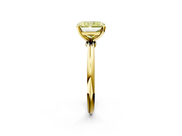 Yellow Gold Radiant Cut Solitaire Engagement Ring Setting for Fancy Yellow Center with Tapered Band