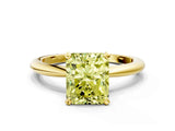 Yellow gold Fancy Yellow Radiant  Solitaire Diamond Ring with Six-Prong Setting on a Classic Band