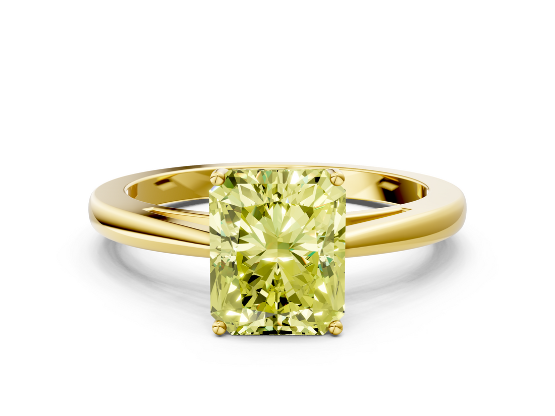 Yellow gold Fancy Yellow Radiant  Solitaire Diamond Ring with Split Shank and Four-Prong Setting_20
