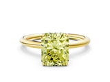 Yellow gold Fancy Yellow Radiant  Solitaire Diamond Ring with a Classic Band and Four-Prong Setting 1