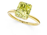 Yellow gold Fancy Yellow Radiant  Solitaire Diamond Ring with a Classic Band and Four-Prong Setting 2