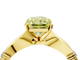 Yellow gold Fancy Yellow Radiant  Solitaire Diamond Twisted Band with Four-Prong Setting_66