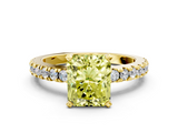Yellow gold Fancy Yellow Radiant  Solitaire Diamond with Pavé Band and Four-Prong Setting_46