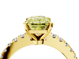 Yellow gold Fancy Yellow Radiant  Solitaire Diamond with Pavé Band and Four-Prong Setting_50