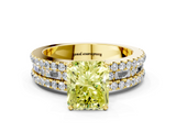 Yellow gold Fancy Yellow Radiant  Solitaire Diamond with Pave and Channel Set Band_58