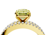 Yellow gold Fancy Yellow Radiant  Solitaire Diamond with Pave and Channel Set Band_62