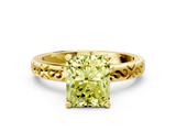 Yellow gold Fancy Yellow Radiant  Solitaire Engagement Ring with Scrollwork Band and Four-Prong Setting_116