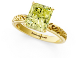 Yellow gold Fancy Yellow Radiant  Solitaire Engagement Ring with Scrollwork Band and Four-Prong Setting_117