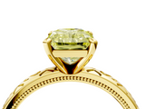 Yellow gold Fancy Yellow Radiant  Solitaire Engagement Ring with Scrollwork Band and Four-Prong Setting_120