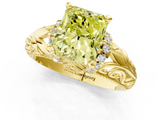 Yellow gold Fancy Yellow Radiant  Solitaire Filigree Engagement Ring with Halo and Prong Setting_70