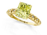 Yellow gold Fancy Yellow Radiant  Solitaire Floral Milgrain Engagement Ring_31