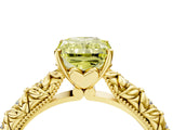 Yellow gold Fancy Yellow Radiant  Solitaire Floral Milgrain Engagement Ring_34