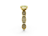 Yellow gold Fancy Yellow Radiant  Solitaire Milgrain Diamond Engagement Ring with Bezel and Marquise Band_128