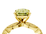 Yellow gold Fancy Yellow Radiant  Solitaire Milgrain Diamond Engagement Ring with Bezel and Marquise Band_130