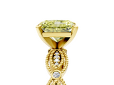 Yellow gold Fancy Yellow Radiant  Solitaire Milgrain Diamond Engagement Ring with Bezel and Marquise Band_131