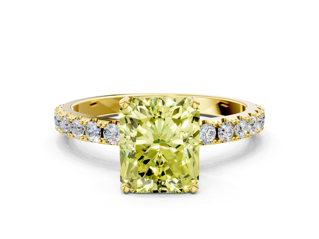 Yellow gold Fancy Yellow Radiant  Solitaire Pavé Band with Four-Prong Setting_151