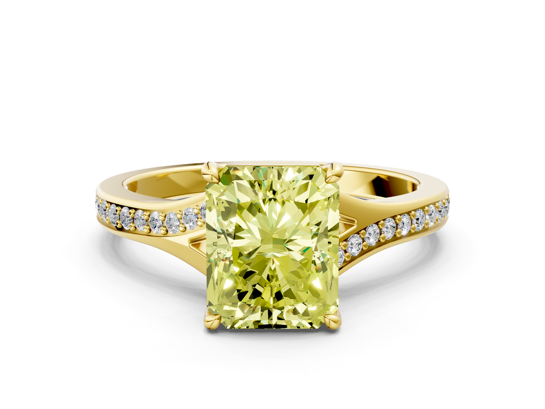 Yellow gold Fancy Yellow Radiant  Solitaire Pavé Band with Four-Prong Setting_28