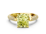 Yellow gold Fancy Yellow Radiant  Solitaire Pavé Diamond Engagement Ring with Four-Prong Setting_137