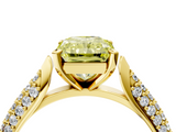 Yellow gold Fancy Yellow Radiant  Solitaire Pavé Diamond Engagement Ring with Four-Prong Setting_141