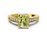 Yellow gold Fancy Yellow Radiant  Solitaire Pavé Diamond Milgrain Engagement Ring with Four-Prong Setting_20