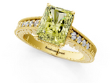 Yellow gold Fancy Yellow Radiant  Solitaire Pavé Diamond Milgrain Engagement Ring with Four-Prong Setting_21